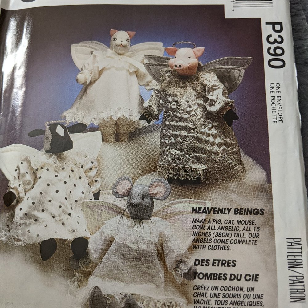 Sewing Pattern Mccalls P390 Stuffed Angel Animals